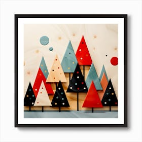 Abstract Christmas Tree In Festive Colors Art Print