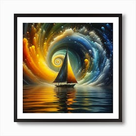 Sailboat In The Ocean 1 Art Print