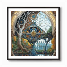 A wonderful artistic painting on stained glass 5 Art Print