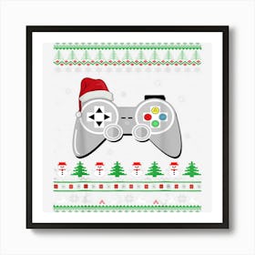 Funny Ugly Sweater For Christmas Gamer Santa Claus Xmas Art Print