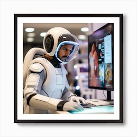 Man Working On A Computer Art Print