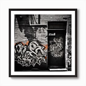 Detailed Narrative Deep Within The Heart Of The City The Gritty Alley Is Alive With Vibrant Graffi 1 Art Print