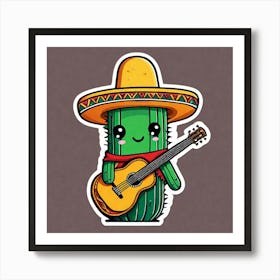 Cactus With Guitar 16 Art Print