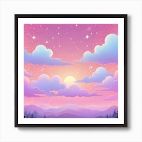 Sky With Twinkling Stars In Pastel Colors Square Composition 218 Art Print