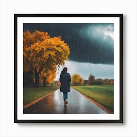 Rainy Autumn Day Art Print