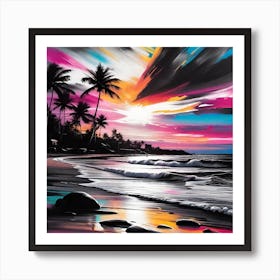 Sunset At The Beach 2 Art Print