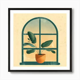 Window With A Potted Plant 1 Art Print