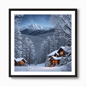 A Dreamy Winter Wonderland With Snow 2 Art Print