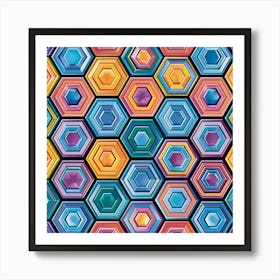 Seamless Pattern Of Abstract Hexagonal Patterns 2 Art Print