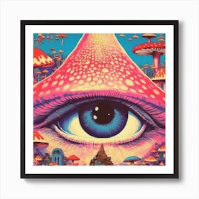 Psychedelic Eye & Mushrooms Print Art Print