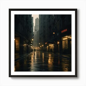 Wet City Street 1 Art Print