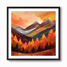 Sunset In The Mountains Art Print