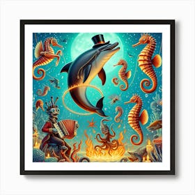 Dolphins In The Sea 1 Art Print