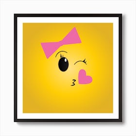 Cute Little Chick With Pink Bow Art Print