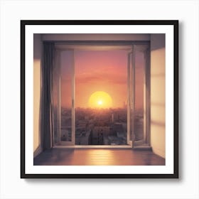 Sunrise From An Open Window Art Print