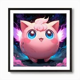 Pink Cat With Wings Art Print