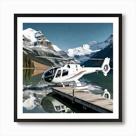 Helicopter On A Lake Art Print