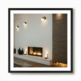 Modern Living Room With Fireplace 21 Art Print