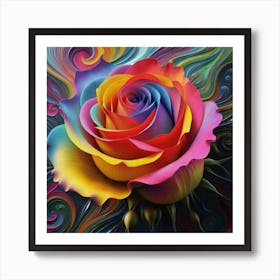 Abstract painting of a magical organic rose 6 Art Print