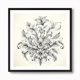 Floral Tattoo Design 1 Art Print