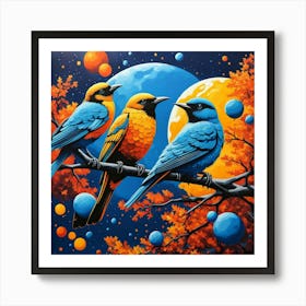 Birds On A Branch Art Print