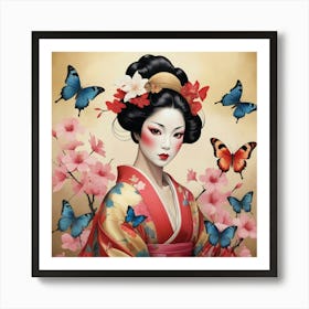 Asian Madame Butterfly Art Print 2 Art Print