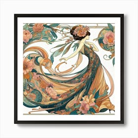 Lady With Flowers Art Print