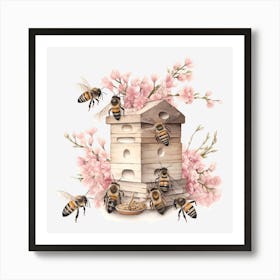 Bees And Blossoms Art Print