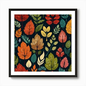 Autumn Leaves Seamless Pattern Poster