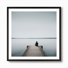 Man Sitting On A Dock Art Print