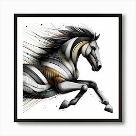 Style Horse In Abstract Lines Art Print