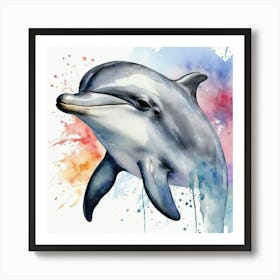 Dolphin Watercolor Art Print