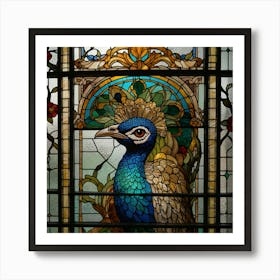 Peacock Stained Glass 3 Art Print