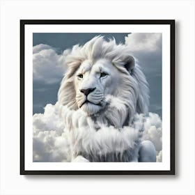 White Lion In The Clouds Expressionism Art And Positive Power Art Print