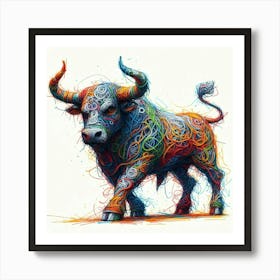 Scribble drawing of Taurus Art Print