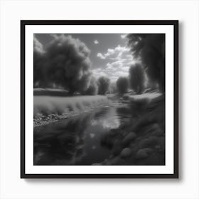 Black And White River 1 Art Print