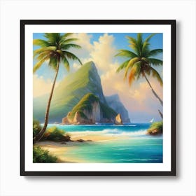 Palm Trees On The Beach 5 Art Print