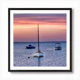 Sunset with Sailboat  Art Print