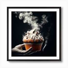 Cupcake With Smoke Art Print