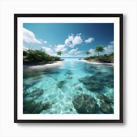 Tropical Beach With Palm Trees Art Print