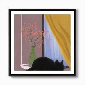 Cat On A Window Sill Art Print