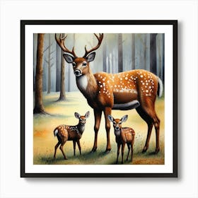 Deer Family Art Print