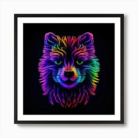 Neon Wolf Head 5 Affiche