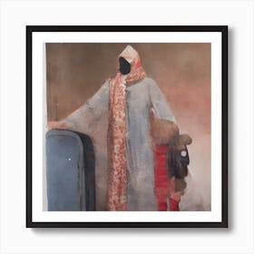 'A Woman With A Suitcase' Art Print