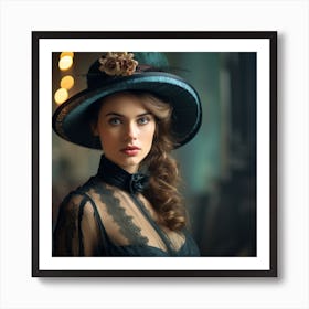 Victorian Woman In Hat 1 Art Print