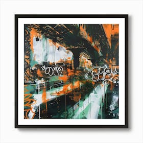 New York Bridge, Graffiti, Street Art, Urban Hues Art Print