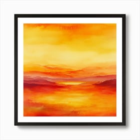 Sunset Watercolor Painting Art Print