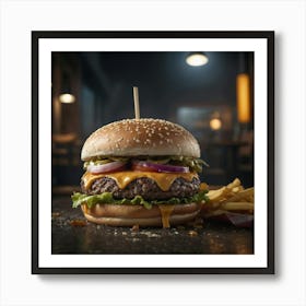 Burger And Fries 4 Art Print