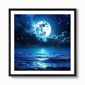 Abstract Dream Astronomy Landscape Celestial Ocean Cloud Halloween Light Moon Full Moon W (23) Art Print