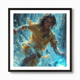 Girl Kicking A Soccer Ball Art Print